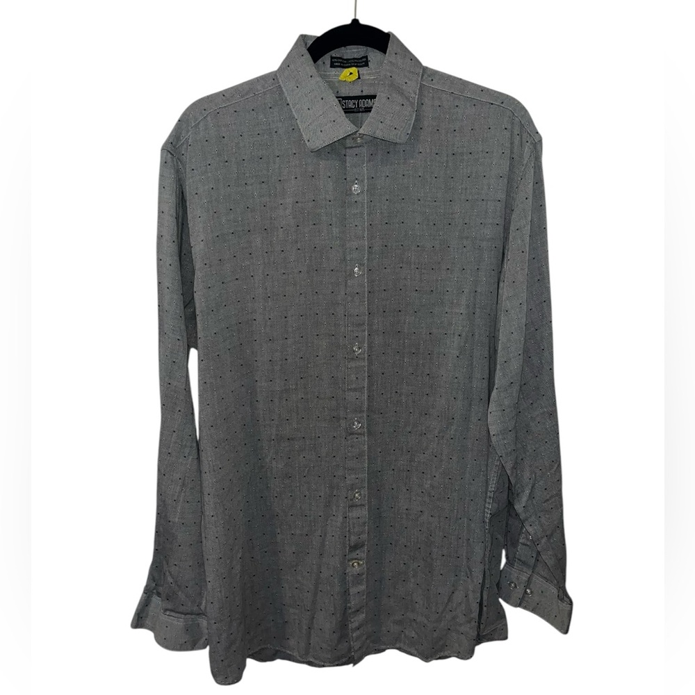 4/$25 Stacy Adams Gray Button Down Shirt Neck Size 17 (36/37)